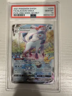 Pokemon Glaceon VMAX Alt Art Secret Rare Holo PSA 10 209/203 Evolving Skies - Image 1