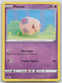 Munna 087/202 Common Sword & Shield Pokemon Moderately Played - Image 1