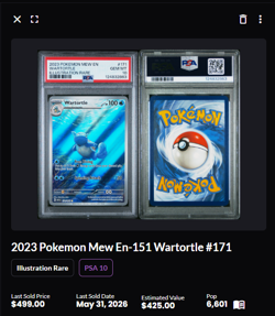 2023 POKEMON MEW EN-151 ILLUSTRATION RARE #171 WARTORTLE PSA 10 - Image 2