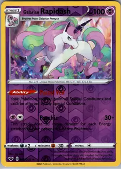 Galarian Rapidash 082/202 Rare Sword & Shield Pokemon Reverse Holo Near Mint - Image 1