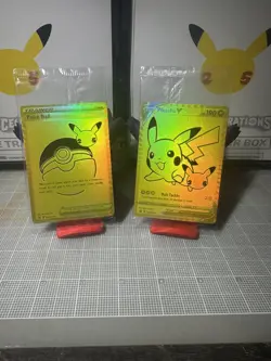 Pikachu V Gold and Pokeball SWSH145/SWSH146 Pokemon - Celebrations Sealed Promos - Image 1