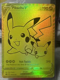 Pikachu V Gold and Pokeball SWSH145/SWSH146 Pokemon - Celebrations Sealed Promos - Image 3