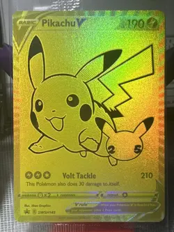 Pikachu V Gold and Pokeball SWSH145/SWSH146 Pokemon - Celebrations Sealed Promos - Image 5