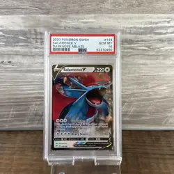 2020 Pokemon SWSH Darkness Ablaze Salamence V #143 PSA 10 - Image 1