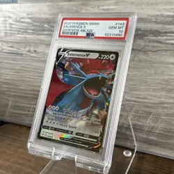 2020 Pokemon SWSH Darkness Ablaze Salamence V #143 PSA 10 - Image 4