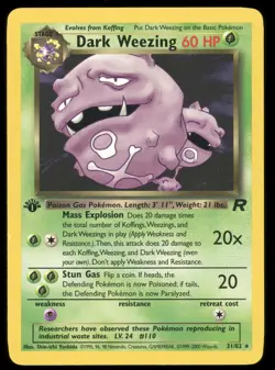 Dark Weezing 31/82 - Pokemon 1st Edition Non-Holo Rare Team Rocket - LP - Image 1