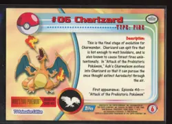 1999 Topps Pokemon Charizard - #06 - Non-Holo TV Series 1 Blue Logo NM - Image 2