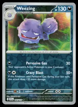 Weezing Uncommon Reverse Holo Journey Together JTG 092/159 Pokemon NM 2025 - Image 1