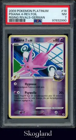 2009 POKEMON PLATINUM PSIANA 4-REV.FOIL RISING RIVALS GERMAN PSA 7 NM - Image 1