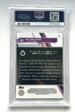 2022-23 TOPPS FINEST UEFA ROOKIE PURPLE SHIMMER /199 ANTONIO NUSA RC PSA 10 gem - Image 2