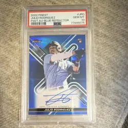 Topps 2022 Finest Julio Rodriguez RC Auto Blue /150 FA-JRO PSA 10 - Image 1
