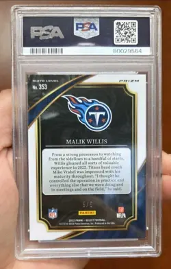 Malik Willis /5 2022 Select Green Disco Prizm Suite Level Psa 9 Graded MINT - Image 3