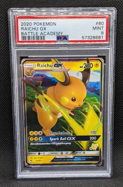 PSA 9 RAICHU GX 20/68 Battle Academy #60 Hidden Fates Pokemon Card MINT - Image 1