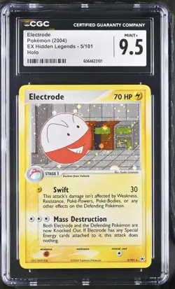 CGC 9.5 MINT+ Electrode 2004 EX Hidden Legends 5/101 Holo Pokemon Card - Image 1