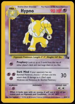 Hypno 8/62 Holo Unlimited Holo Fossil Rare Sugimori Heavily Played - Image 2