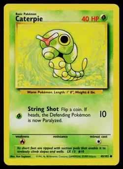 CATERPIE 45/102 COMMON BASE SET UNLIMITED POKEMON LP - Image 1