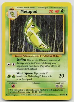 METAPOD 54/102 COMMON BASE SET UNLIMITED POKEMON LP - Image 1