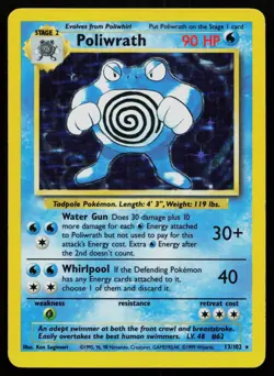 POLIWRATH 13/102 HOLO HOLO RARE BASE SET UNLIMITED POKEMON LP - Image 1