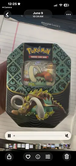 Pokemon TCG Scarlet & Violet Paldean Fates Great Tusk ex Tin 4 Packs Promo - Image 3