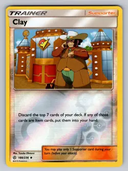 Clay 188/236 Uncommon Cosmic Eclipse Pokemon Reverse Holo Moderately Played - Image 1