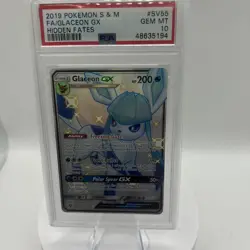 Pokemon TCG Glaceon GX Full Art SV55/SV94 Hidden Fates Shiny Vault PSA 10 - Image 1