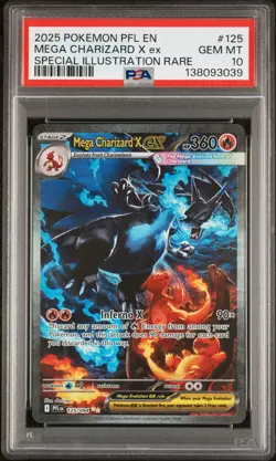 2025 POKEMON PFL SPECIAL ILLUSTRATION RARE #125 MEGA CHARIZARD X EX PSA 10 - Image 1