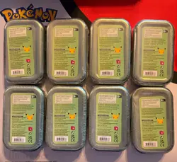 All 8 Sealed Mini Tins Set from Pokemon Celebrations 25th with Used Display Box - Image 2