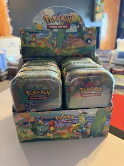 All 8 Sealed Mini Tins Set from Pokemon Celebrations 25th with Used Display Box - Image 3