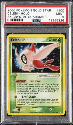 2006 POKEMON EX CRYSTAL GUARDIANS GOLD STAR #100 CELEBI-HOLO PSA 9 - Image 1