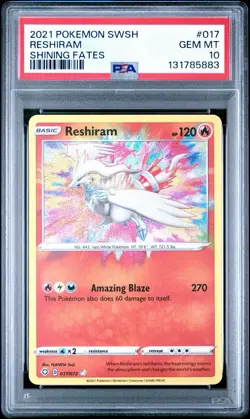 Pokemon Reshiram Amazing Rare Shining Fates 017/072 PSA 10 GEM MINT - Image 1