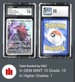 Zoroark 143/086 Sv: White Flare Holo Illustration Rare 2025 CGC 10 GEM MINT - Image 1