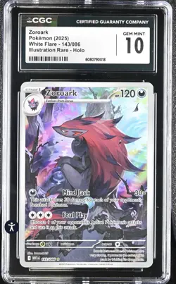 Zoroark 143/086 Sv: White Flare Holo Illustration Rare 2025 CGC 10 GEM MINT - Image 2