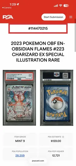 Pokemon TCG Charizard EX Obsidian Flames Special Illustration Card 223/197 PSA 9 - Image 5