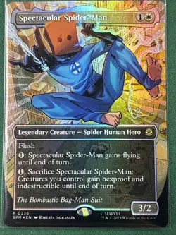 Spectacular Spider-Man Legendary (textured foil) BAG MAN SUIT 2025 Marvel MTG - Image 2