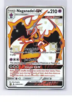 Naganadel GX SV63/SV94 Shiny GX Rare Hidden Fates Shiny Vault Pokemon Near Mint - Image 1