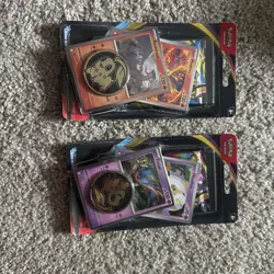 Pokemon TCG Chaos Rising Mega Evolution 2 Blister Packs w/ Metal Coins - Image 1