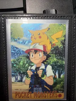 Pokemon HOLO Vintage Pocket Monsters Prism Sticker 1998 Nintendo Ash Pikachu #1 - Image 1