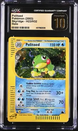 CGC 10 PRISTINE Politoed H23/H32 HOLO RARE Skyridge Pokemon Card 160 - Image 1