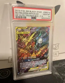 Moltres Zapdos Articuno GX SM210 PSA 10 Hidden Fates ETB Promo Card Pokemon TCG - Image 1