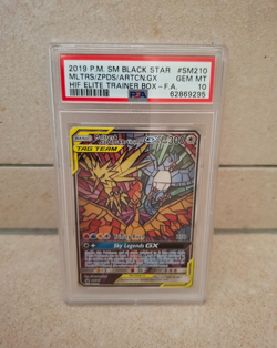 Pokemon TCG Moltres Zapdos Articuno GX SM210 Hidden Fates ETB Promo 2019 PSA10 - Image 1