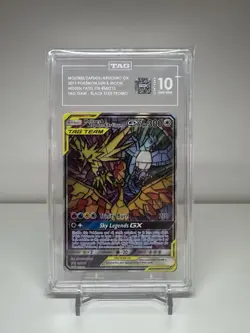 Pokemon TCG Hidden Fates Promo Card Moltres, Zapdos, Articuno GX SM210 Tag 10 - Image 1
