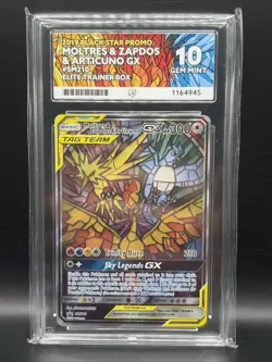 Pokemon TCG Moltres Zapdos Articuno GX SM210 Hidden Fates Promo Gem Mint Ace 10 - Image 1