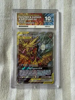 Pokemon TCG Moltres Zapdos & Articuno GX Hidden Fates SM210 Promo Card Ace 10 - Image 1