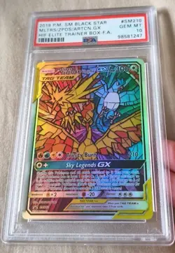 Pokemon TCG Hidden Fates Moltres, Zapdos, Articuno GX SM210 Promo Rep Lica - Image 2