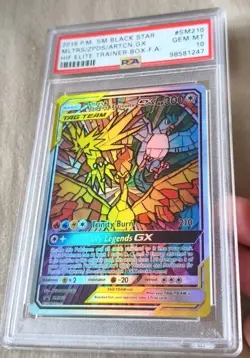 Pokemon TCG Hidden Fates Moltres, Zapdos, Articuno GX SM210 Promo Rep Lica - Image 3