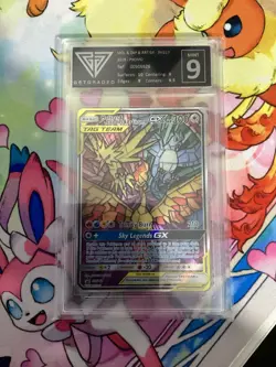Moltres Zapdos Articuno GX SM210 Hidden Fates ETB Promo Pokemon TCG Getgraded 9 - Image 1