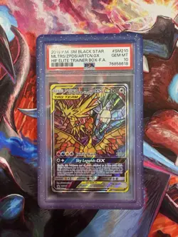 Pokemon TCG Hidden Fates Moltres, Zapdos, Articuno GX SM210 Promo Card PSA 10 - Image 1