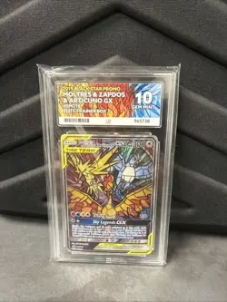 Pokemon TCG Hidden Fates Promo Card Moltres, Zapdos, Articuno GX SM210 ACE 10 - Image 1