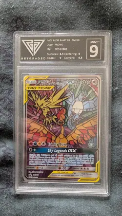 Moltres Zapdos Articuno GX SM210 Hidden Fates ETB Promo Pokemon TCG Getgraded 9 - Image 1