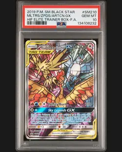 Pokemon TCG Moltres & Zapdos & Articuno GX SM210 PSA 10 Hidden Fates ETB Promo - Image 1